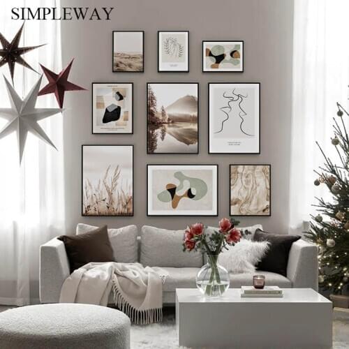 Abstract Shape Graphic Art Canvas Painting Forest Landscape Poster Canvas Print Nordic Wall Picture Modern Home Room Decoration