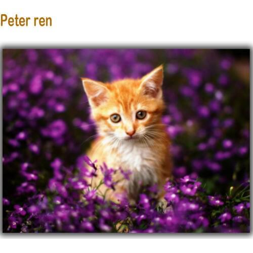 Diamond embroidery Home decoration New embroidery 3d Mosaic pictures of rhinestones Cross stitch Diamond painting Flower and cat