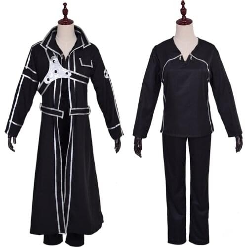 Anime halloween Sword Art Online SAO Kirito Kirigaya Kazuto Robe Cosplay Costumes Long Overcoat Trench Coat