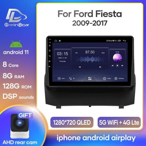 Prelingcar Car Radio Android 10 Stereo Receiver For Ford Fiesta 2009-2017 Video Player Multimedia Navigation GPS No 2 Din Dvd