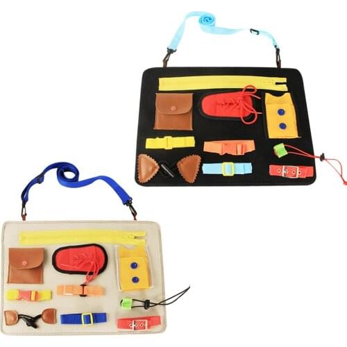 Montessori Toddler Busy Board Buckle Activity Board Learn to Dress Fidgets Toys for 1 2 3 4 Year Old Kids