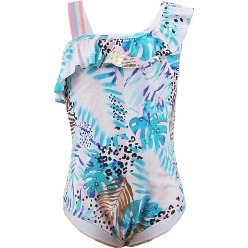 Julysand Girls Swimsuit Flower Printed Design Shoulder Strap Kids BathingSuit Skin Care One Piece Swimwear for Children