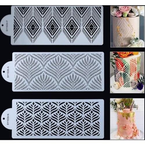 DIY Bohemian Style Plastic Sugar Sieve Mold Fondant Printing Mold Hollow Wedding Cake Edge Decoration Template Baking Tools