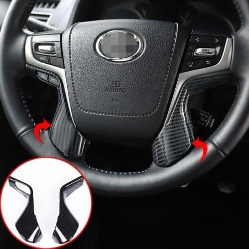 For Toyota Land Cruiser Prado FJ150 2018 ABS Carbon fiber Interior Steering Wheel Decorative Cap Trim stickers Car Styling