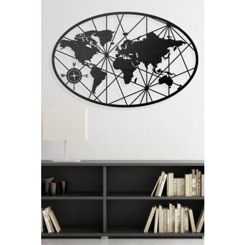 Ellipse Geo Decorative Metal World Map Metal Wall Decor Art Decor 3D Metal Sculpture Home Decor Office Decor