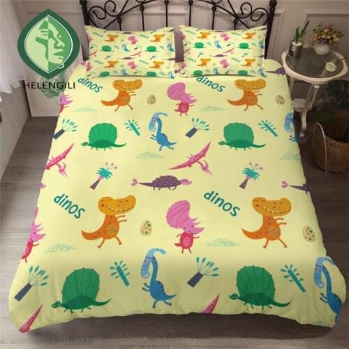 HELENGILI 3D Bedding Set Jurassic Park Dinosaur Print Duvet cover set bedclothes with pillowcase bed set home Textiles #YC-11