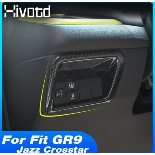Hivotd Car Headlight Switch Button Cover Trim Interior Accessories Decoration Panel Sticker For Honda Fit GR9 Jazz Crosstar 2021