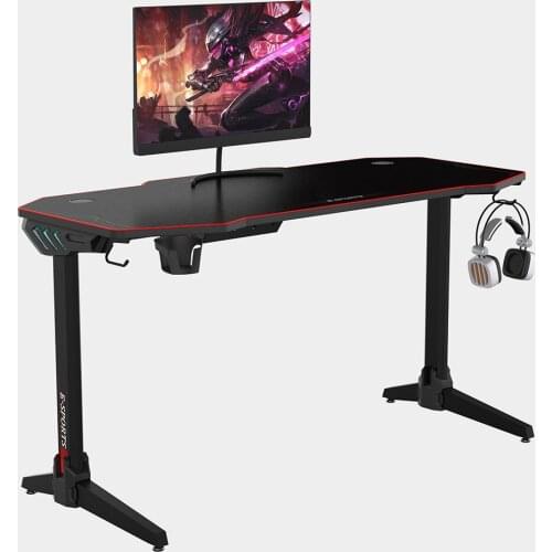 55 Inch Computer Laptop Desk Ergonomic Gaming Desk E-sports Computer Table PC Workstation with Mouse Pad Gamer Tables RGB Light