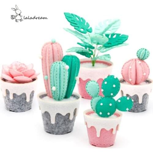 Beautiful Succulent plants wool needlepoint kit wool felt needle felting decoration craft Free cutting felt diy craft