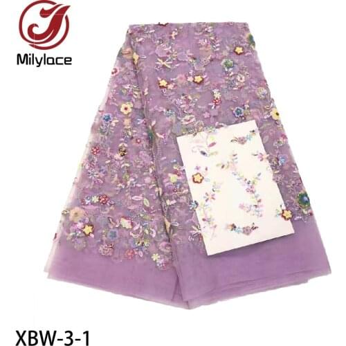 Latest Nigerian Lace Fabric Sequin Embroidery Tulle Lace Fabric High Quality French Lace Fabric for Wedding XBW-3