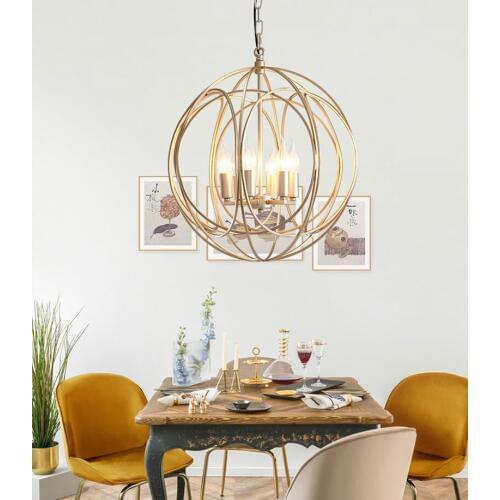 Chandelier Creative Gold Metal Fashion Round Plating Suspension Lamps For Living Room Dining Room Art Home Chandelier No104