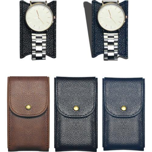 Small Leather Pocket Watch Holder Storage Case Box Wristwatch Storage Pouch
