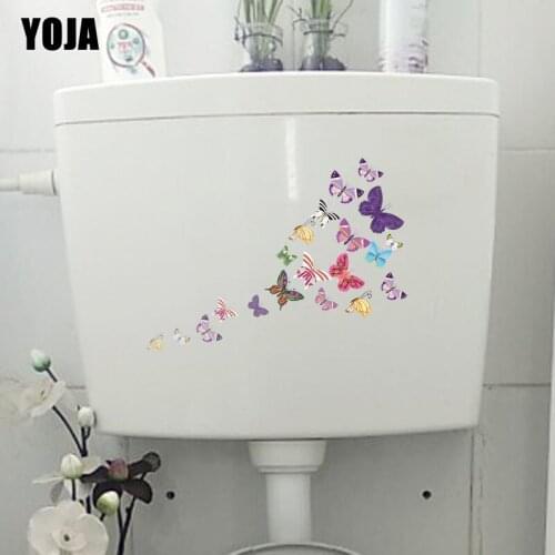 YOJA 14.2X21.4CM Cartoon Butterfly Toilet Decal Wall Sticker Home Kids Room Decor T3-1275