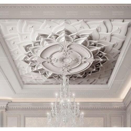 White Plaster 3d Ceiling Wallpaper for Hall Living Room 3D Wall Ceiling Mural 3d Wall Mural 3d Wall paper Large mural