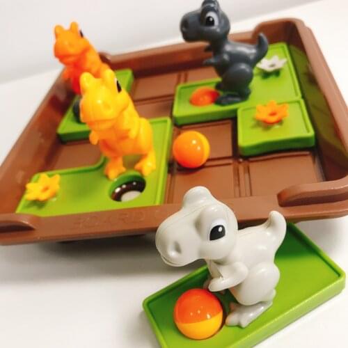 Toyfond Dinosaur Push Ball Board Game Child Hide and Seek Kids Logical Reasoning Training Toy 60 Challenges with Solution Gift
