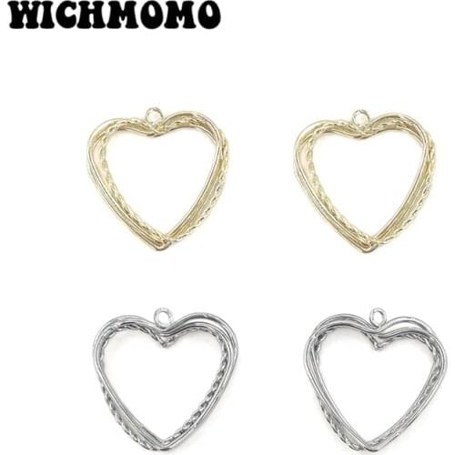 New 4pieces High-quality Alloy Hand-knitting Three Layers Hearts Charms Pendants for DIY Earrings Necklace Jewelry Accessories