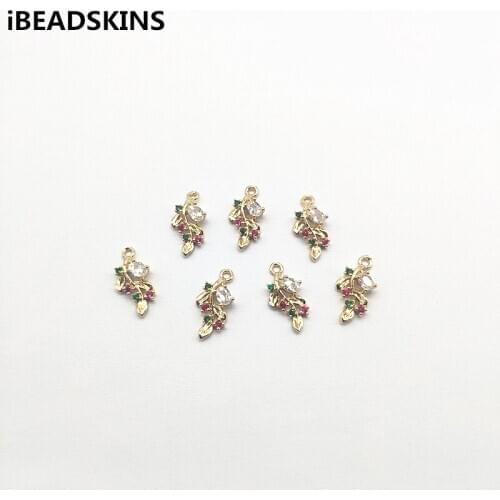 New arrival! 17x9mm Leaves shape Cubic Zirconia Copper Connectors for Earrings parts,Accessories,hand Made Jewelry DIY