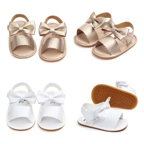 New Summer Newborn Baby Girl Princess Bowknot Sandals Soft Sole Crib Shoes Prewalker