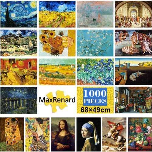 MaxRenard Puzzles 1000 Pieces for Adults 48*69cm Assembling Van Gogh Old Master Art Painting Jigsaw Puzzles Toys for Adults Game