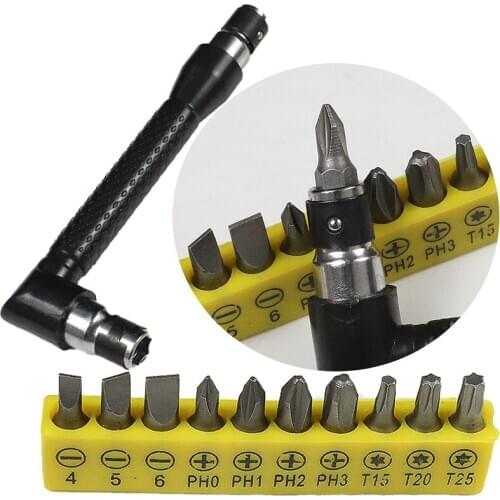Petpig Dual Head L-shaped Mini Socket Wrench 1/4" 6.35mm Screwdriver Bits Key Utility Tool And Screwdriver Bit Drill Set