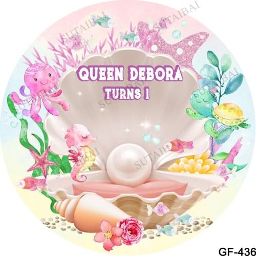 Under The Sea Mermaid Backdrop Princess Girls Birthday Party Custom Background Photocall Round Circle Background Cover Poster