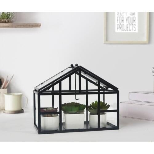 Transparent Iron Flower Pots Sun Room Glass Green house Flower Room Decoration Durable Plants Indoor Flower Room 25x14x20