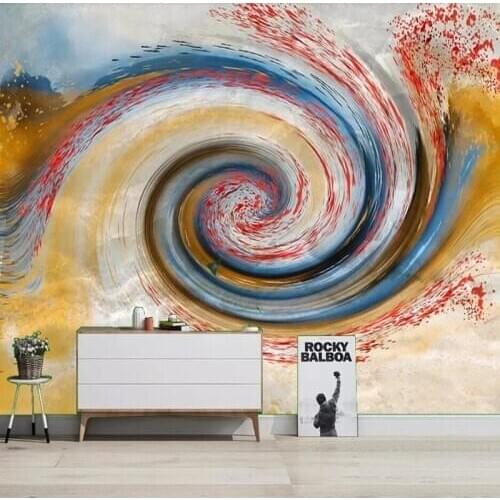 Custom Self-Adhesive Waterproof Mural Wallpaper 3D Colorful Abstract Line Fresco Living Room TV Sofa Bedroom Home Decor Stickers