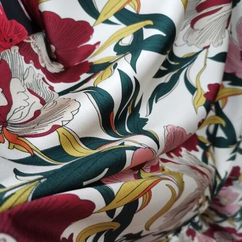 Silky Pajamas Fabric Dress Satin Fabric Slightly Stretchy Crepe satin DIY Sewing Craft Material Glossy craft
