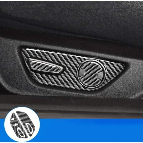 Carbon Fiber style Plastic Sticker Seat Button Cover Interior Trim for Ford Mustang Accessories 2015 2016 2017 2018