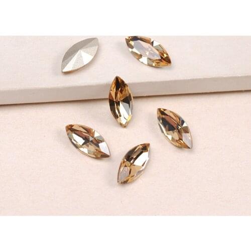 Light Colordo Topaz 4200 Strass Navette DIY Glass Rhinestone PointedBack Stones Jewelry Making Garment Decoration