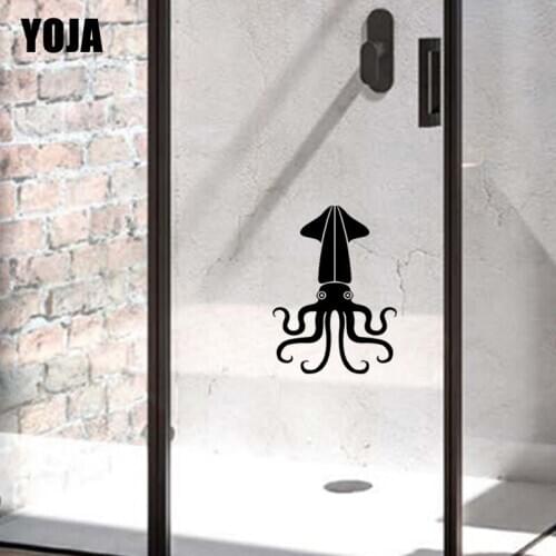 YOJA 24x17.8CM Fun Bathroom Shower Squid Stickers Decorative Home Wall Stickers G2-0580