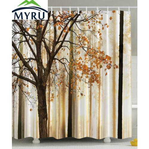 MYRU Shower Curtain Fall Trees Print Polyester Fabric bathroom curtains unqiue shower curtain for bathroom