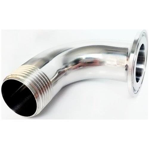 1-1/2" BSP Male Thread 304 Stainless Steel Sanitary Ferrule 90 Degree Elbow Pipe Fitting For Home Brew Homebrew Fit 2" Tri Clamp
