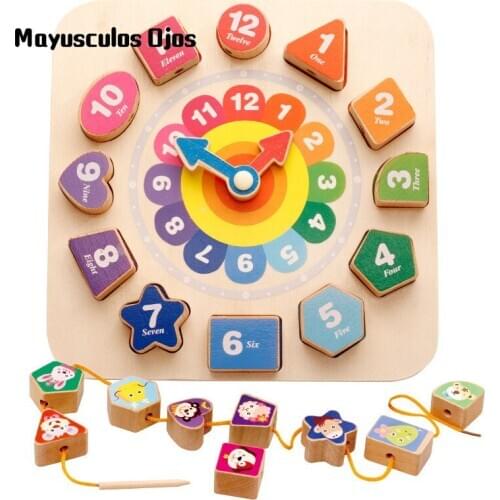 1PC Cartoon Building Blocks Stringing Clock Zodiac Number Pairing Beads Stringing Childrens Early Learning Educational Toys