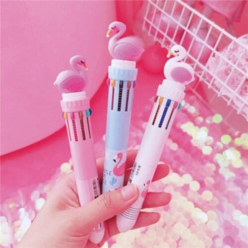 10 Colors Ballpoint Pen Cute Cartoon Gel Pen Multifunction Retractable Roller Ball Pen School Office Stationery Supply