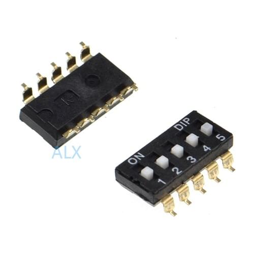 10PCS 5p SMD TOGGLE switch doule Row 5PIN PITCH 2.54MM Slide Switches 5 PIN