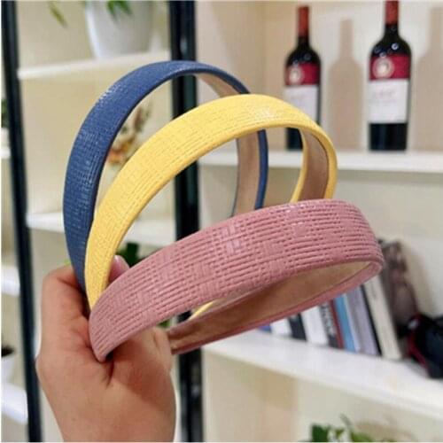 2.5cm PU Plain Headband Lovely Candy Color Face Wash Headdress Solid Hair Band Hair Accessories Leather Hairbands Striped Print