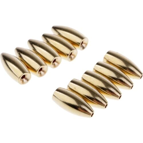 20pcs Durable Brass Sinker Weights Fishing Drop Shot Slider Fishing Tool for Texas rig and Carolina rig