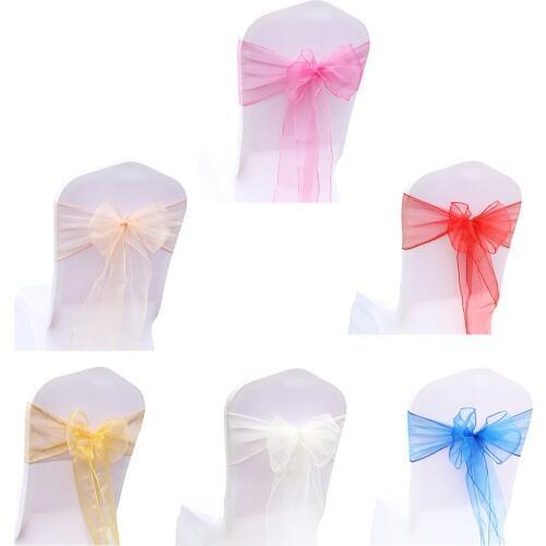 25pcs/Lot Ribbon Chair Sashes Weeding Decoration For Weddings Banquet Chair Covers Tie Bow Belt Decor Party Supplies 18cm*275cm