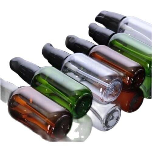 50ml brown/green/clear plastic PET bottle press pump for lotion/emulsion/serum/foundation/refillable skin care cosmetic packing