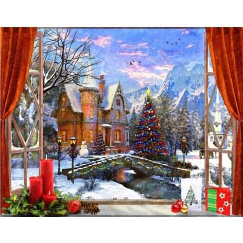 5D Diamond Painting Christmas Winter Castle Window Diamond Embroidery Mosaic Full Square Round Drill Cross Stitch KitsZP-4823