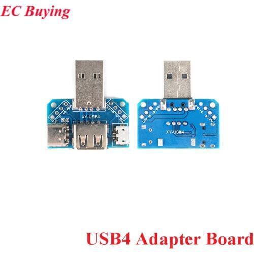 USB Adapter Board Connector Male to Female Micro USB Type-C Type-A 4P 2.54mm Adapter Plate USB4