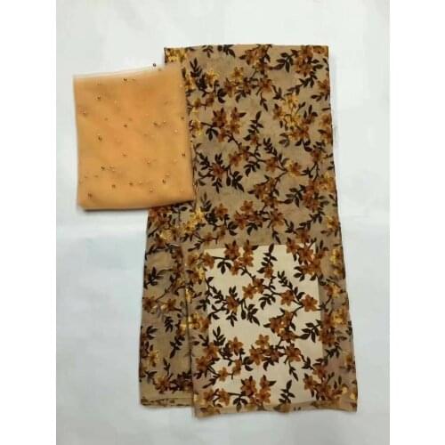 African lace fabric 2020 velvet lace fabric high quality tissu dentelle french net lace with beads sewing materials 5+2yard