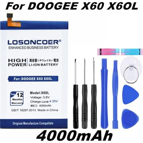 LOSONCOER X60 X60L 4000mAh Battery For Doogee X60 X60L Good Quality Battery Gift tools