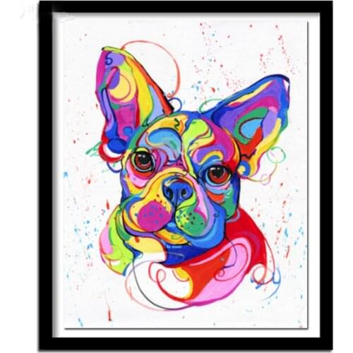 French Bulldog 5d full square round Diy diamond painting diamond embroidery mosaic rhinestone cute pet animal sticker