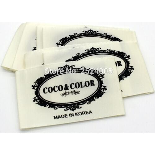 Free shipping custom clothing satin printed labels/shirt main labels/overcoat printed woven tags/dress labels 1000 pcs a lot
