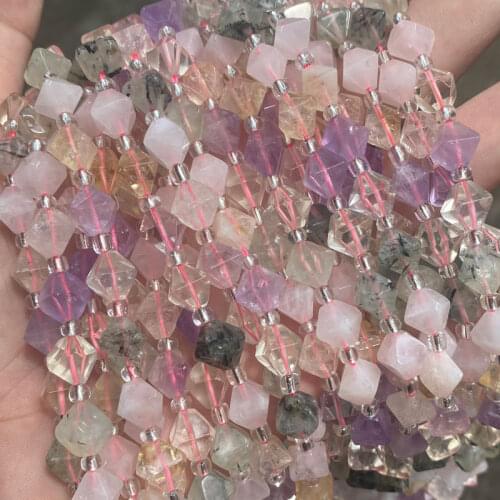 Natural Stone Super Seven Crystal Beads 10mm Faceted Rhombus Shape Gemstones Beads DIY Bracelet For Jewelry Making 15'' Strand