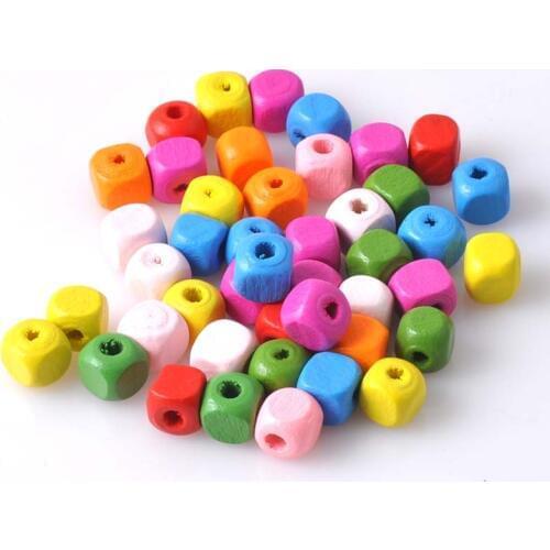 Mixed Cube Wooden Spacer Beads For Jewelry making DIY 12mm 100pcs MT0537-12