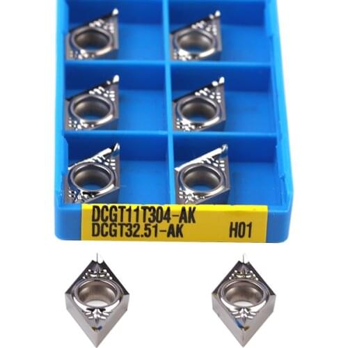 DCGT11T302-AK H01 DCGT11T304-AK H01 DCGT11T308-AK H01 CNC Lathe Turning Tools Wearable Carbide Inserts For Aluminum Processing