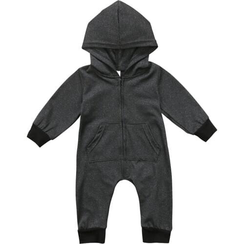 Baby Romper !!Newborn Baby Boys Girls Hooded Zipper Long Sleeve Romper Jumpsuit Bodysuit Outfits